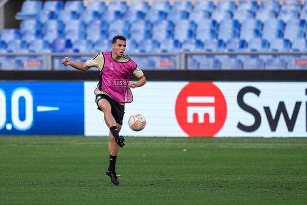 UEFA Europa League press conference, PK, Pressekonferenz and training of Feyenoord Rome - Oussama Idrissi of Feyenoord during the press conference and training of Feyenoord at Stadio Olimpico on 7 September 2022 in Rome, Italy. Copyright: xYannickxVerhoevenx