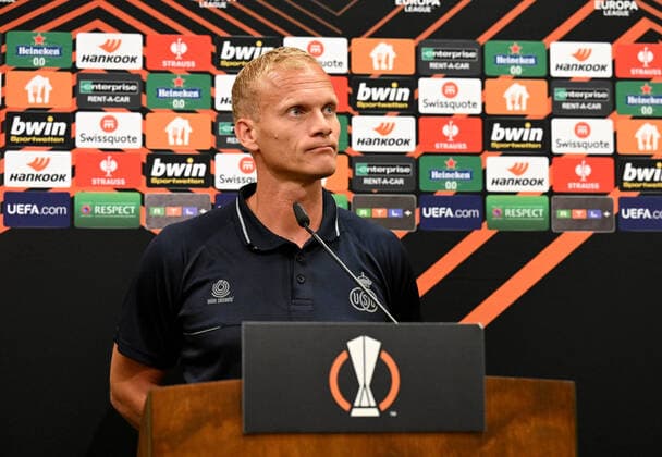Football, men, season 2022 2023, Europa League, press conference and training of Royale Union Saint Gilloise at the stadium An der Alten Försterei one day before the Europa League match 1 FC Union Berlin Royale Union Saint Gilloise, coach Karel Geraerts Royale Union Saint Gilloise , 07 09 2022, Copyright: xMatthiasxKochx