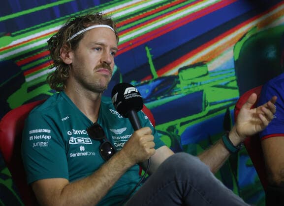 September 8, 2022, MONZA, ITALY: Aston Martin driver Sebastian Vettel during a news conference at the Monza racetrack. The Formula One Grand Prix of Italy will be held on Sunday. Monza 8 September 2022. .ANSA MATTEO BAZZI. MONZA ITALY - ZUMAa110 20220908_zaf_a110_092 Copyright: xMatteoxBazzix
