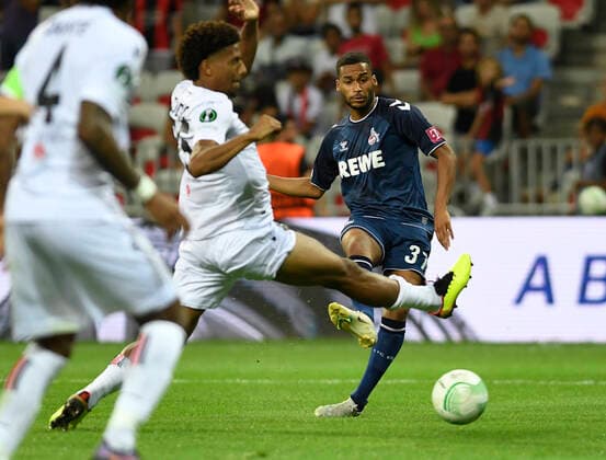 08 09 2022, Nice, France, Allianz Riviera, OGC Nice vs 1 FC Koeln UEFA Europa Conference League 2022 2023 Group D, Linton Maina 1 FC Koeln in action, on the ball, individual action Photo Ralf Treese Nice Allianz Riviera France  521_NIZKOE20220908_042 Treese-521