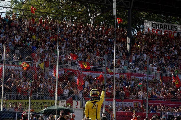 FORMULA 1 PIRELLI GRAN PREMIO D ITALIA 2022 10 09 2022, Autodromo Nazionale di Monza, Monza, FORMULA 1 PIRELLI GRAN PREMIO D ITALIA 2022 ,in the picture pole position for Charles Leclerc MCO , Scuderia Ferrari nordphotoxGmbHx xBratic nph00250
