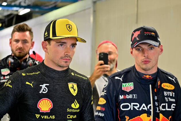 10 09 2022, Autodromo Nazionale di Monza, Monza, FORMULA 1 PIRELLI GRAN PREMIO D ITALIA 2022 ,in the picture pole position for Charles Leclerc MCO , Scuderia Ferrari, 2 starting position for Max Verstappen NEL , Oracle Red Bull Racing Monza Autodromo Nazionale di Monza Italy  eu-images-506