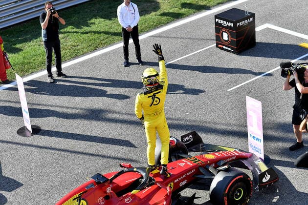 10 09 2022, Autodromo Nazionale di Monza, Monza, FORMULA 1 PIRELLI GRAN PREMIO D ITALIA 2022 ,in the picture pole position for Charles Leclerc MCO , Scuderia Ferrari Monza Autodromo Nazionale di Monza Italy  eu-images-506