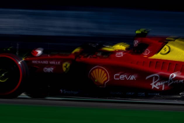 MONZA, ITALY: Carlos Sainz Jr, racing for the Scuderia Ferrari team during the 2022 Formula 1 Italian Grand Prix at the Monza Circuit in Monza, Italy.