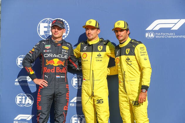September 10, 2022, Monza, Italy: Monza, Italy, Autodromo Nazionale Monza, September 10, 2022, Max Verstappen (NED) Redbull Racing RB18 Charles Leclerc (MON) Ferrari F1-75 Carlos Sainz (SPA) Ferrari F1-75 during 2022 Formula 1 Pirelli Gran Premio d Italia - Grand Prix of Italy - Free practice and qualifying - Formula 1 Championship. Formula 1 Championship - 2022 Formula 1 Pirelli Gran Premio d Italia - Grand Prix of Italy - Free practice and qualifying, Monza, Italy - ZUMAl164 20220910_zsa_l164_398 Copyright: xAlessioxDexMarcox