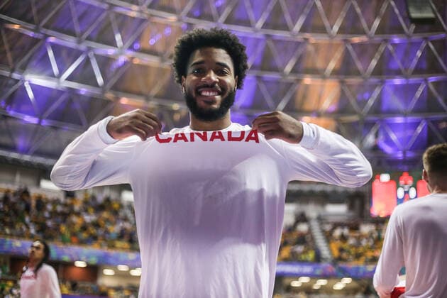 Sport Bilder des Tages Brasil x Canadá RECIFE, PE - 10.09.2022: BRASIL X CANADÁ - Maurice Calloo (CAN), during the game between Brazil and Canada, valid for the semifinal of the Copa América Men& 39;s Basketball, the Americup FIBA 2022, held at the Ginásio Geraldo Magalhães, known as Ginásio Geraldão, in Recife (PE), Brazil, this Saturday (10). (Photo: Tiago Caldas Fotoarena) x2264058x  TiagoxCaldas