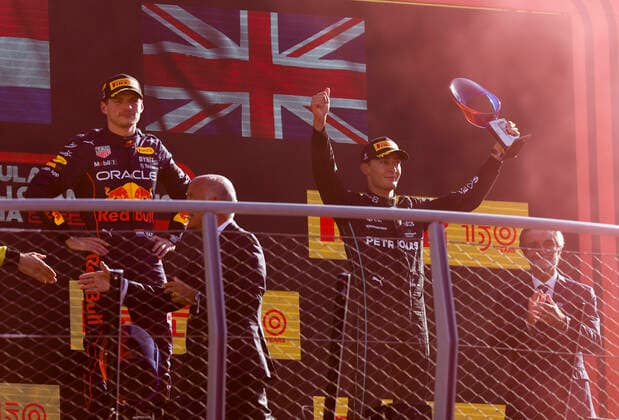 1 Max Verstappen NLD, Oracle Red Bull Racing , 63 George Russell GBR, Mercedes AMG Petronas F1 Team , F1 Grand Prix of Italy at Autodromo Nazionale Monza on September 11, 2022 in Monza, Italy Photo by HOCH ZWEI Monza Italy