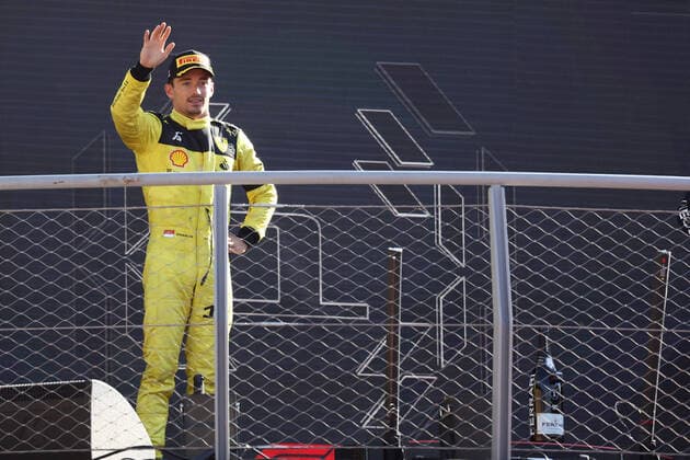 F1 Gran Prix of Italy Charles Leclerc of Scuderia Ferrari celebrates on the podium after the F1 Grand Prix of Italy, Monza Autodromo Nazionale Italy Copyright: xMarcoxCanonierox