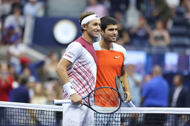 Sport Themen der Woche KW36 Tennis, US Open Finale, Casper Ruud - Carlos Alcaraz Casper Ruud US Open Tennis 2022 Flushing, USA 20220911. Norska Casper Ruud spelar mot spanska Carlos Alcaraz i finalen i US Open i Tennis i New York. Foto: Pontus H??k NTB Flushing USA Ref:_SPO8HsuXq_YN9s.jpg *** Casper Ruud US Open Tennis 2022 Flushing, USA 20220911 Norways Casper Ruud plays against Spains Carlos Alcaraz in the final of the US Open in Tennis in New York Photo Pontus H??k NTB Flushing USA  Copyright: xPontusxH??kx xNTBx EDITORIAL USE ONLY. RESTRICTED USE FOR BETTING COMPANIES
