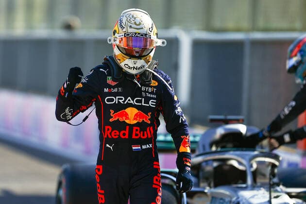 (220912) -- MONZA, Sept. 12, 2022 -- Max Verstappen of Red Bull celebrates victory after the Italian Formula One Grand Prix at Monza Circuit, Italy, Sept. 11, 2022. (Photo by Xinhua) (SP)ITALY-MONZA-F1-ITALY GRAND PRIX QianxJun 