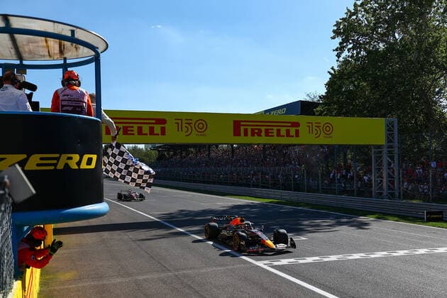 (220912) -- MONZA, Sept. 12, 2022 -- Max Verstappen of Red Bull drives past the finishing line during the Italian Formula One Grand Prix at Monza Circuit, Italy, Sept. 11, 2022. (Photo by Xinhua) (SP)ITALY-MONZA-F1-ITALY GRAND PRIX QianxJun 