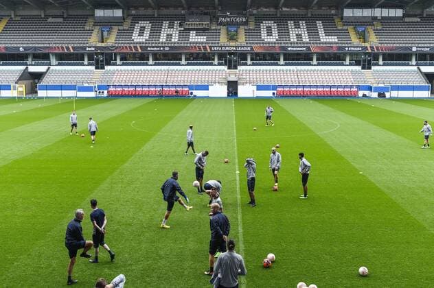 LEUVEN, BELGIUM - SEPTEMBER 14 : Illustration picture shows the stadium during a practice session prior of the UEFA Europa League match between Union St-Gilloise and Malmö FF at the King Power Stadium at den Dreef on September 14, 2022 in Leuven, Belgium, 14 09 2022 ( Union ST-Gilloise practice session. PhotoNews Panoramic 