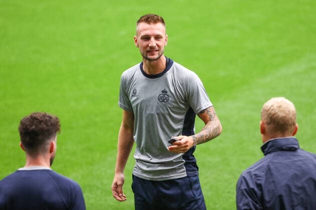 Union s Siebe Van Der Heyden pictured during a training session of Belgian soccer team Royale Union Saint-Gilloise, Wednesday 14 September 2022 in Leuven, in preparation of tomorrow s game against Swedish team FC Malmo on day 2 of the Uefa Europa League group stage. DAVIDxPINTENS  x44278320x