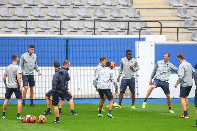 Union s players pictured during a training session of Belgian soccer team Royale Union Saint-Gilloise, Wednesday 14 September 2022 in Leuven, in preparation of tomorrow s game against Swedish team FC Malmo on day 2 of the Uefa Europa League group stage. DAVIDxPINTENS  x44278345x
