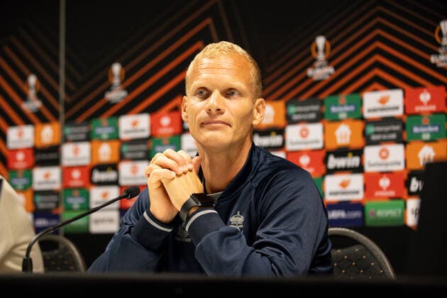 Union s head coach Karel Geraerts pictured during a press conference, PK, Pressekonferenz of Belgian soccer team Royale Union Saint-Gilloise, Wednesday 14 September 2022 in Leuven, in preparation of tomorrow s game against Swedish team FC Malmo on day 2 of the Uefa Europa League group stage. DAVIDxPINTENS  x44285418x