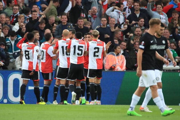 SOCCER - UEFA EL, Feyenoord vs Sturm ROTTERDAM, NETHERLANDS,15.SEP.22 - SOCCER - UEFA Europa League, group stage, Feyenoord Rotterdam vs SK Sturm Graz. Image shows the rejoicing of Feyenoord and the disappointment of Sturm.  GEPAxpictures xMarioxBuehner