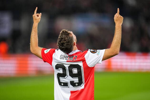 UEFA Europa League: Feyenoord v SK Sturm Graz Rotterdam - Santiago Gimenez of Feyenoord celebrates the 5-0 during the match between Feyenoord v SK Sturm Graz at Stadion Feijenoord De Kuip on 15 September 2022 in Rotterdam, Netherlands. Copyright: xYannickxVerhoevenx