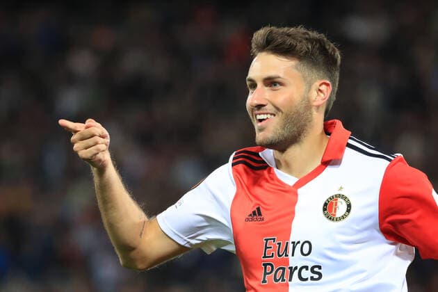 SOCCER - UEFA EL, Feyenoord vs Sturm ROTTERDAM, NETHERLANDS,15.SEP.22 - SOCCER - UEFA Europa League, group stage, Feyenoord Rotterdam vs SK Sturm Graz. Image shows the rejoicing of Santiago Gimenez (Feyenoord).  GEPAxpictures xMarioxBuehner