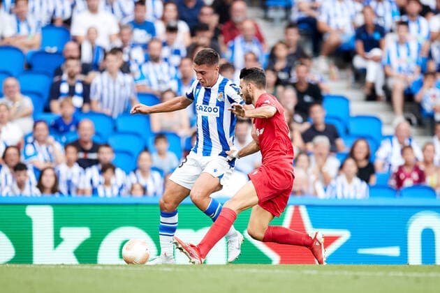 Fußball, EL, Real Sociedad San Sebastian - Omonia Nikosia September 15, 2022, SAN SEBASTIAN, GUIPUZCOA, SPAIN: Karrikaburu of Real Sociedad in action during the Europa League football match between Real Sociedad and AC Omonia at Reale Arena on September 15, 2022, in San Sebastian, Spain. SAN SEBASTIAN SPAIN - ZUMAa181 20220915_zaa_a181_057 Copyright: xRicardoxLarreinax
