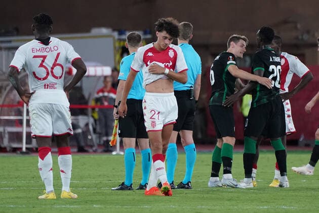 Fußball, EL, AS Monaco - Ferencvaros Budapest Deception - Maghnes Akliouche (AS Monaco) FOOTBALL : AS Monaco vs Ferencvaros TC - Ligue Europa - Phase de groupe - Monaco - 15 09 2022 NorbertScanella Panoramic 