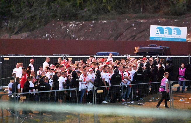 Football, men, season 2022 2023, Europa League, Sporting Braga 1 FC Union Berlin group stage, group D, 2 matchday , with kickoff 21 oclock CET are many fans of Union outside the stadium, at the entrance there are problems, 15 09 2022, Copyright: xMatthiasxKochx