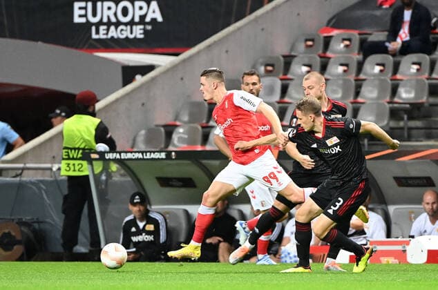Football, Men, 2022 2023 season, Europa League, Sporting Braga 1 FC Union Berlin Group Stage, Group D, Matchday 2 , v l Vitor Oliveira SC Braga , Julian Ryerson 1 FC Union Berlin , Paul Jaeckel 1 FC Union Berlin , 15 09 2022, Copyright: xMatthiasxKochx