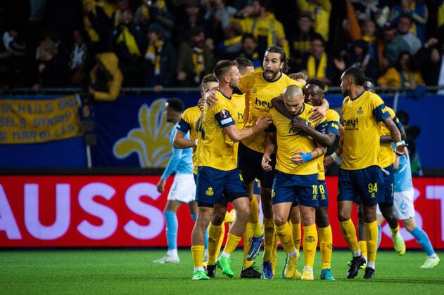 220915 Players of of Royale Union Saint Gilloise celebrate after 1 1 during the UEFA Europa League match between Royale Union Saint Gilloise and Malmö FF on September 15, 2022 in Leuven Photo Christian Örnberg BILDBYRAN COP 166 CO0231 football football soccer fotball uefa europa league royale union saint gilloise malmö ff bbeng jubel,  Copyright: CHRISTIANxÖRNBERG BB220915CO028