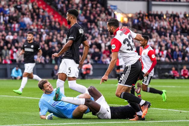 UEFA Europa League: Feyenoord v SK Sturm Graz Rotterdam - David Hancko of Feyenoord scores the 2-0 during the match between Feyenoord v SK Sturm Graz at Stadion Feijenoord De Kuip on 15 September 2022 in Rotterdam, Netherlands. Copyright: xYannickxVerhoevenx