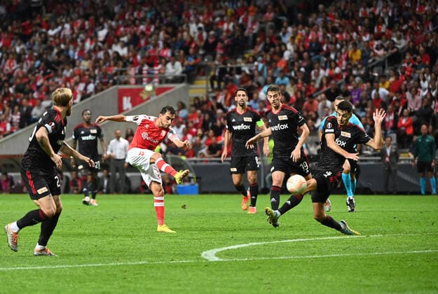 Football, Men, Season 2022 2023, Europa League, Sporting Braga 1 FC Union Berlin Group Stage, Group D, Matchday 2 , v l Tymoteusz Puchacz 1 FC Union Berlin , Ricardo Horta SC Braga , Janik Haberer 1 FC Union Berlin , Diogo Leite 1 FC Union Berlin , 15 09 2022, Copyright: xMatthiasxKochx