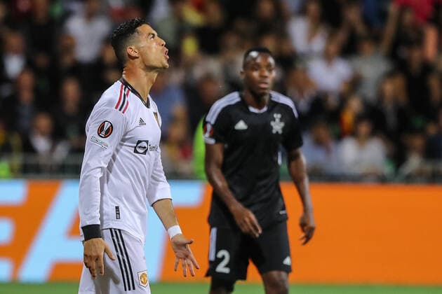 Fußball, EL, Sheriff Tiraspol - Manchester United UEFA Europa League Sheriff Tiraspol v Manchester United, ManU Cristiano Ronaldo reacts during the UEFA Europa League match Sheriff Tiraspol vs Manchester United at Sheriff Sports Complex, Tiraspol, Republic of Moldova, 15th September 2022 (Photo by Stefan Constantin News Images) Tiraspol Sheriff Sports Complex Transnistria Republic of Moldova Copyright: xStefanxConstantin NewsxImagesx