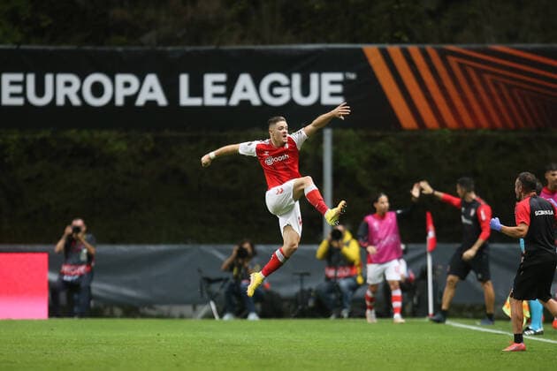 Fußball, EL, Sporting Braga - 1. FC Union Berlin FOOTBALL, FUSSBALL - Vitinha of SC Braga celebrates a goal during the Europa League match between SC Braga and FC Union Berlin. Estadio Municipal de Braga, Portugal, 15th September 2022. Photo: IMAGO Pedro Benavente