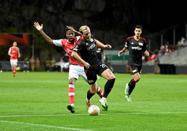 Football, Men, Season 2022 2023, Europa League, Sporting Braga 1 FC Union Berlin 1 0, Group Stage, Group D, Matchday 2 , v l Simon Banza SC Sporting Braga , Tymoteusz Puchacz 1 FC Union , Diogo Leite 1 FC Union Berlin , 15 09 2022, Copyright: xMatthiasxKochx