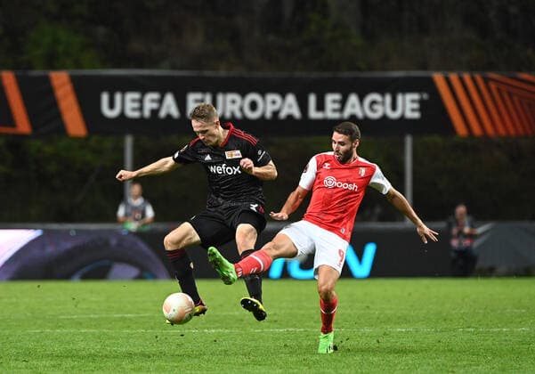 Football, Men, Season 2022 2023, Europa League, Sporting Braga 1 FC Union Berlin Group Stage, Group D, Matchday 2 , v l Paul Jaeckel 1 FC Union Berlin , Abel Ruiz SC Sporting Braga , 15 09 2022, Copyright: xMatthiasxKochx