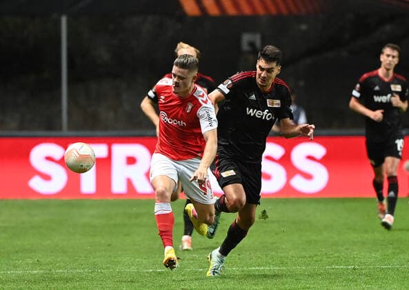 Football, Men, Season 2022 2023, Europa League, Sporting Braga 1 FC Union Berlin 1 0, Group Stage, Group D, Matchday 2 , v l Vitor Oliveira SC Sporting Braga , Diogo Leite 1 FC Union Berlin , 15 09 2022, Copyright: xMatthiasxKochx