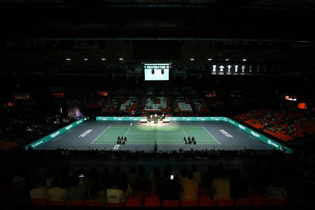 September 17, 2022, VALENCIA, VALENCIA, SPAIN: General vieww during the match between Laslo Djere of Serbia and Gabriel Diallo of Canada during the Davis Cup by Rakuten 2022, Finals Group B, tennis match 1 played between Serbia and Canada at Fuente de San Luis pavilion on September 17, 2022, in Valencia, Spain. VALENCIA SPAIN - ZUMAa181 20220917_zaa_a181_068 Copyright: xOscarxJ.xBarrosox