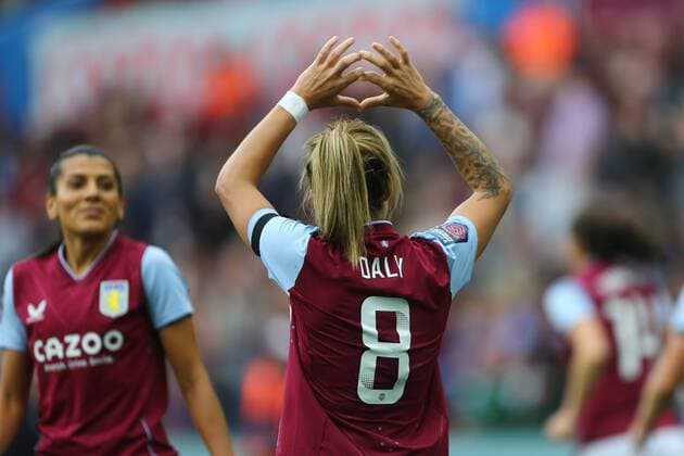 Mandatory Credit: Photo by Phil Oldham Shutterstock (13394605aq) Rachel Daly of Aston Villa celebrates scoring her sides fourth goal Aston Villa Women v Manchester City Women, Barclays FA Women s Super League, Football, Villa Park, Birmingham, UK - 18 Sep 2022 Aston Villa Women v Manchester City Women, Barclays FA Women s Super League, Football, Villa Park, Birmingham, UK - 18 Sep 2022 Copyright: xPhilxOldham Shutterstockx 13394605aq