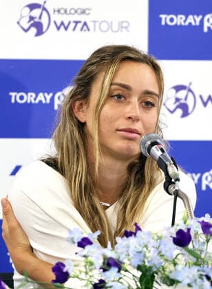September 19, 2022, Tokyo, Japan - The world s No.4 ranked Paula Badosa speaks before press at the Toray Pan Pacific Open tennis tournament at the Ariake Coliseum in Tokyo on Monday, September 19, 2022. Noxthirdxpartyxsales  (0169630845st)