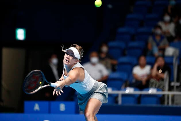 September 19, 2022, Tokyo, Japan: Ellen PEREZ (AUS) hits a return against Xinyu WANG (CHN) during their Singles 1st Round match at the TORAY PAN PACIFIC OPEN TENNIS TOURNAMENT 2022 at Ariake Coliseum. The tournament is held from September 17 to 25. Tokyo Japan - ZUMAm191 20220919_zap_m191_009 Copyright: xRodrigoxReyesxMarinx