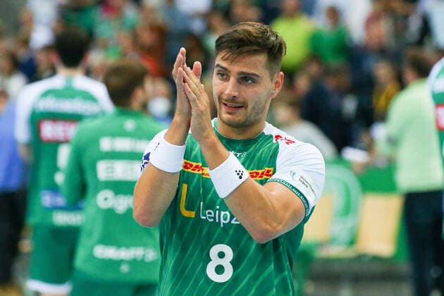 SC DHfK Leipzig HSV Hamburg 18 09 2022 Leipzig, 18 09 2022, QUARTERBACK real estate ARENA Leipzig, handball, men, season 2022 2023, Bundesliga, 4 match day , SC DHfK HSV Hamburg 22 23 12 13 , In the picture Lucas Krzikalla 8, Leipzig ,