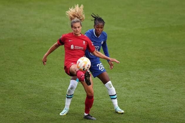 Mandatory Credit: Photo by Paul Greenwood Shutterstock (13394636fq) Katie Stengel of Liverpool FC Women and Kadeisha Buchanan of Chelsea Women Liverpool Women v Chelsea Women, Barclays FA Women s Super League, Football, Prenton Park, Birkenhead, UK - 18 Sep 2022 Liverpool Women v Chelsea Women, Barclays FA Women s Super League, Football, Prenton Park, Birkenhead, UK - 18 Sep 2022 Copyright: xPaulxGreenwood Shutterstockx 13394636fq
