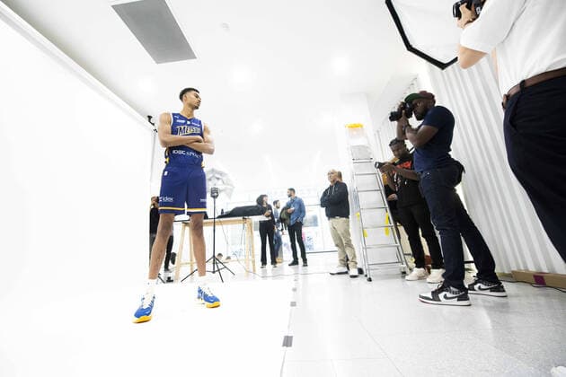 Behin de scene du Shooting LNB de Victor Wembanyama - Boulogne Levallois Mets92 BASKETBALL : Journee des Media LNB - Paris - 20 09 2022 JBAutissier Panoramic 