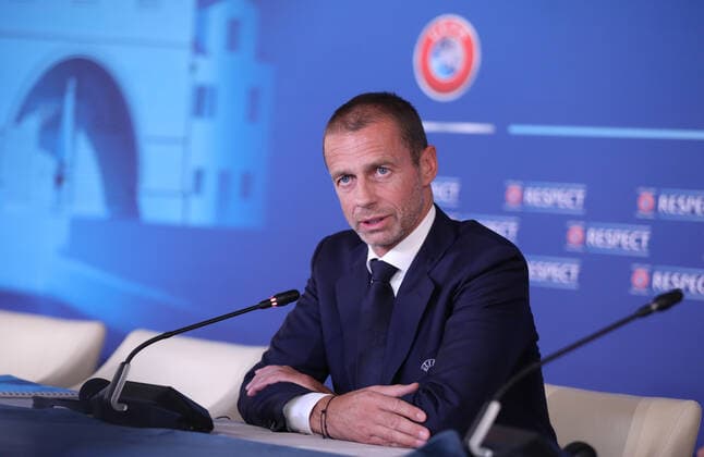 PXL_UEFA president Aleksander Ceferin Press UEFA president Aleksander Ceferin held a press conference, PK, Pressekonferenz during UEFA Executive Board session in the historic Arsenal building , on the island of Hvar, Croatia, on September 20, 2022. IvoxCagalj PIXSELL