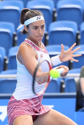 September 21, 2022, Tokyo, Japan - Caroline Garcia of France returns the ball against China s Zhang Shuai at the singles second round match at the Toray Pan Pacific Open tennis tournament at the Ariake Coliseum in Tokyo on Wednesday, September 21, 2022. Noxthirdxpartyxsales  (199136518)