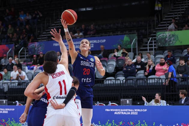 22nd September 2022; Homebush, Sydney, New South Wales, Australia: Women s World Cup Basketball, Serbia versus Canada: Kristina TOPUZOVIC of Serbia makes a one handed attempt to the basket  ActionPlus12428344 KevinxManning
