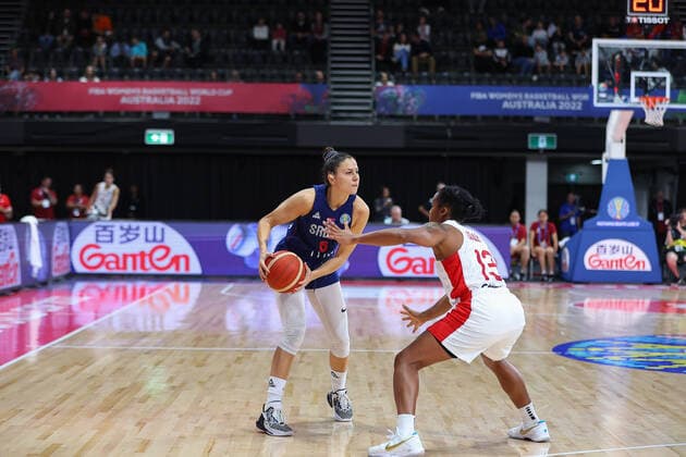 22nd September 2022; Homebush, Sydney, New South Wales, Australia: Women s World Cup Basketball, Serbia versus Canada: Sasa CADO of Serbia looks for a teammate  ActionPlus12428345 KevinxManning