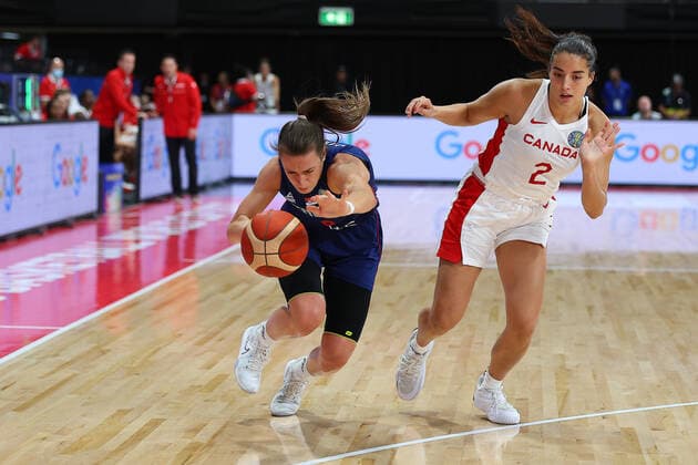 22nd September 2022; Homebush, Sydney, New South Wales, Australia: Women s World Cup Basketball, Serbia versus Canada: Nevena JOVANOVIC of Serbia loses possession of the ball.  ActionPlus12428352 KevinxManning