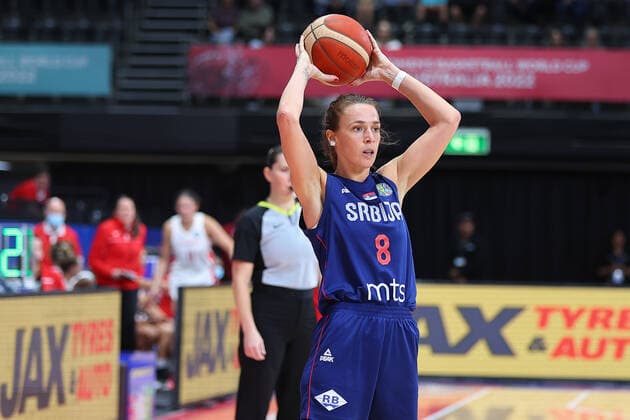 22nd September 2022; Homebush, Sydney, New South Wales, Australia: Women s World Cup Basketball, Serbia versus Canada: Nevena JOVANOVIC of Serbia makes a two handed pass  ActionPlus12428353 KevinxManning