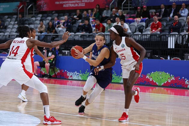 22nd September 2022; Homebush, Sydney, New South Wales, Australia: Women s World Cup Basketball, Serbia versus Canada: Kristina TOPUZOVIC of Serbia attacks the Canada defence  ActionPlus12428339 KevinxManning