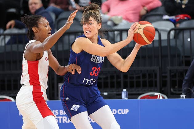 22nd September 2022; Homebush, Sydney, New South Wales, Australia: Women s World Cup Basketball, Serbia versus Canada: Tina KRAJISNIK of Serbia evades Kayla ALEXANDER of Canada  ActionPlus12428356 KevinxManning