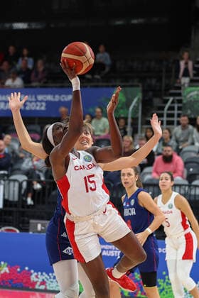22nd September 2022; Homebush, Sydney, New South Wales, Australia: Women s World Cup Basketball, Serbia versus Canada: Laeticia AMIHERE of Canada makes a one handed attempt to the basket  ActionPlus12428365 KevinxManning